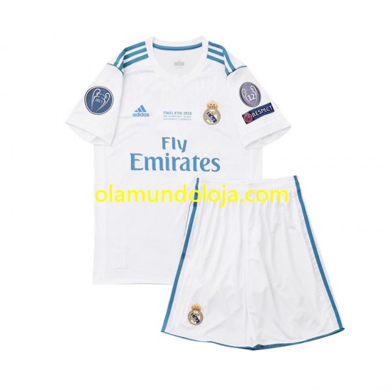 Camisola Real Madrid 2017 Retro Criança Equipamento Primeiro Manga Curta